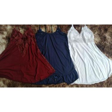Imagem de Combo 3 Camisolas Plus Size do 48 ao 54 - Orquídea Lingerie, Vermelho,