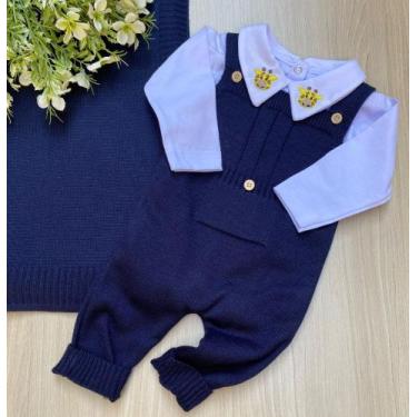 Imagem de Saida de Maternidade Menino Tricot 3 Peças Safari Girafa - Dinhos baby