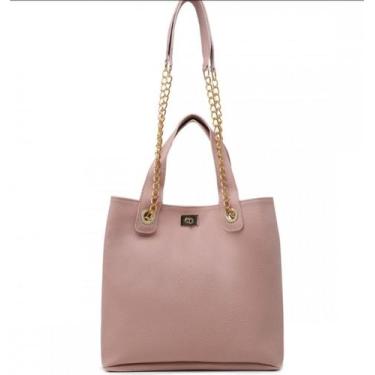 Imagem de Bolsa feminina tiracolo transversal com alça corrrente e couro - SEM M