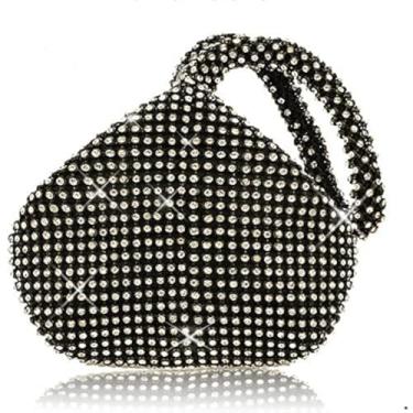 Imagem de JIAN YA NA Moda feminina dama de honra dama de honra menina noiva bolsa clutch noite para formatura, coquetel, casamento, noivado, Um preto pequeno, Medium