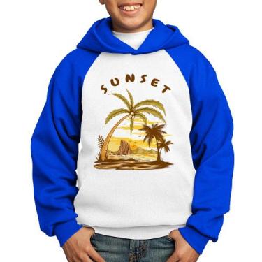 Imagem de Moletom Infantil Sunset Beach - Foca na Moda, Branco, Azul, 8