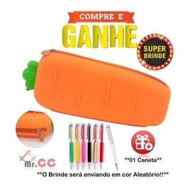Imagem de Estojo Material Escolar Cenoura Silicone Perfumada + - oem