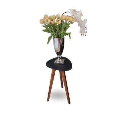 Imagem de Mesa de Canto e Apoio Lateral Orgânica Paris Preta - Demoglass