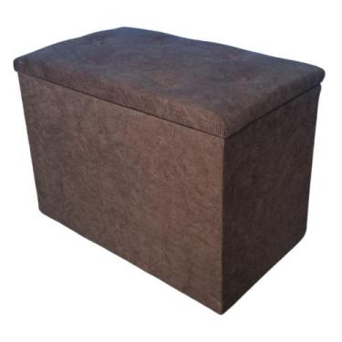 Imagem de Puff Bau Organizador Porta Objetos Marrom Suede - lsnmix