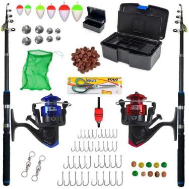 Imagem de Kit De Pesca Completo 2 Varas Telescopica + Caixa, Molinete e Acessori
