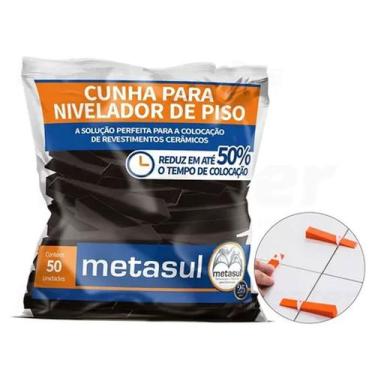 Imagem de Kit Cunha para Porcelanato Piso Clips Nivelador 100 Peças - Metasul