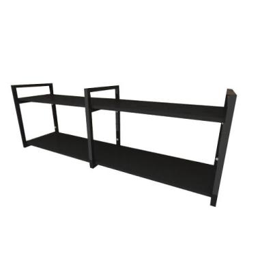 Imagem de Prateleira industrial aço cor preto 30 cm MDF cor preto modelo indfb04