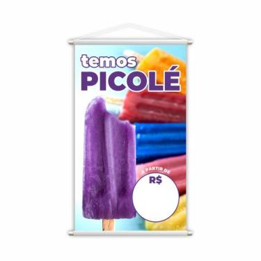 Imagem de Banner Temos Picolé Colorido Preço Fundo Branco Grande - PlimShop