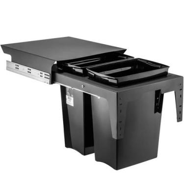 Imagem de Lixeira Deslizante Dupla 30L Ecológica Para Cozinha Master Preta - Sch