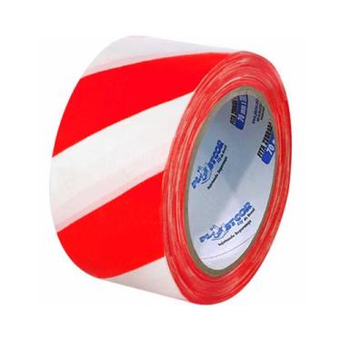 Imagem de Fita Zebrada Sinalização 200m Branca e Vermelha Plastcor, 200M, Vermel
