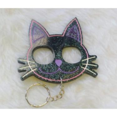 Imagem de Chaveiro Gatinho Auto Defesa Preto Com Glitter Novo Modelo - RELIKARIU