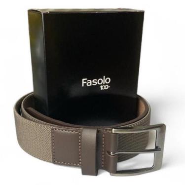 Imagem de Cinto Masculino Com Elástico Couro Legítimo Fasolo Casual, Marrom, 120