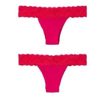 Imagem de Calcinha Tanga Rendada Sem Costura Glam Hope KIT 3, Vermelho, P