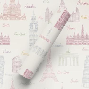 Imagem de Papel De Parede Adesivo Tema Travel The World Bege - Bazar Dos Quadros