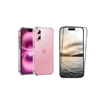 Imagem de Capa Capinha Case Anti Impacto + Pelicula vidro 3d Iphone 16 Plus - RA