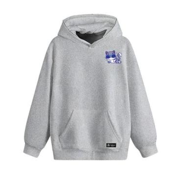 Imagem de Blusão Moletom Canguru Gato Infantil Personalizado com Capuz e Bolso -