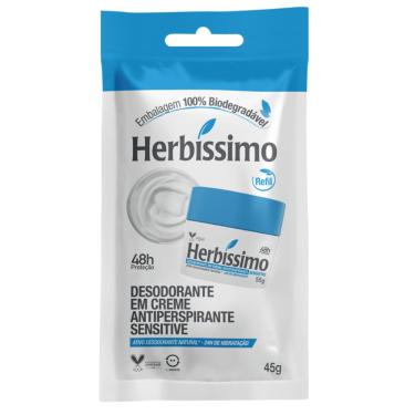 Imagem de Sachê Refil Desodorante Creme Antitranspirante Sensitive Herbissimo 45G