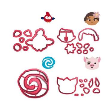 Imagem de Kit 4 Cortadores Moana Logo Porco Hey Hey - DOCE IMPRESSO, 8,0cm