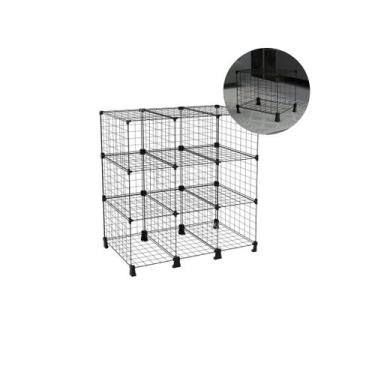 Imagem de Estante Balcão Aramado 9 Nichos com 40cm Profundidade Preto Prática e 