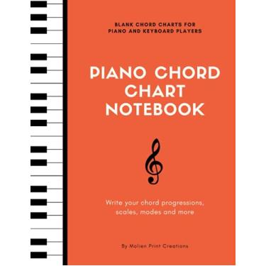 Imagem de Piano Chord Chart Notebook - Blank Piano Keyboard Diagrams Charts for Musicians and Composers - 100 pages - 8.5x11