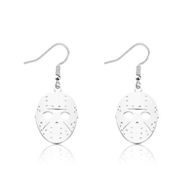 Imagem de OKEYCH Brincos inspirados em filmes de terror com design de máscara, bijuteria fabulosa, cosplay (design de máscara E), Metal, Liga metálica.