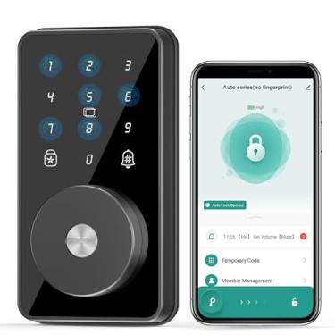 Imagem de Trava inteligente, fechadura de porta de entrada 4 em 1 sem chave para porta da frente, 6 travas de porta de código digital com teclado, fechadura inteligente Bluetooth, controle de aplicativo