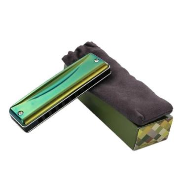 Imagem de Para Iniciantes harmônica Gaita De Blues De 10 Buracos Verde Desempenho Profissional Iniciante(D# key)