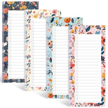 Imagem de Koogel 4 blocos de notas magnéticos para geladeira, blocos de notas com design floral para lista de compras, lista de compras, lembretes de lista de tarefas, 50 folhas