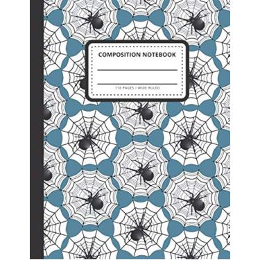 Imagem de Composition Notebook: Black Tarantula Spider Cobweb Pattern on Blue/Wide Ruled Notebook Paper for Kids/Large Writing Journal for Homework - Notes ... / Back to School for Boys Girls Children
