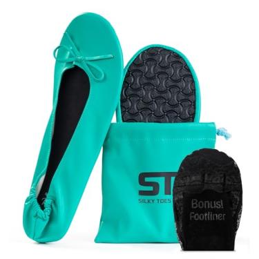 Imagem de Silky Toes Sapatilhas dobráveis para mulheres, sapatilhas, bailarinas, Verde marinho, Large