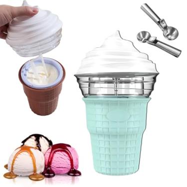 Imagem de Mini sorveteira elétrica para casa, máquina de casquinha de sorvete de 450 ml com colher de sorvete para sorvete caseiro fácil, para festivais Tamanho de presente: 16 CM * 16 CM * 26 CM