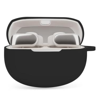 Imagem de WUWOCJ Capa protetora de silicone macio compatível com fones de ouvido Bose ultra abertos, capa protetora com mosquetão (preto)