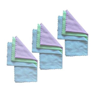 Imagem de Kit Pano Microfibra Atoalhado de Limpeza 30x30cm Super Absorvente Mult