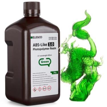 Imagem de Resina de impressora 3D ELEGOO ABS-like 3.0 405nm 2kg verde transparen