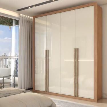 Imagem de Guarda-Roupa Solteiro Severo 4 Portas 3 Gavetas Cinamomo/Off White - P