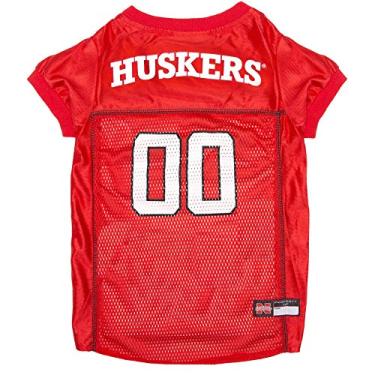 Imagem de Pets First NCAA College Nebraska Huskers Jersey de malha para cães e gatos, tamanho PP, camiseta licenciada para cães com seu time favorito de futebol/basquete universitário