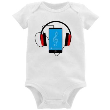 Imagem de Body Bebê Headphone Smartphone - Foca na Moda, Branco, M