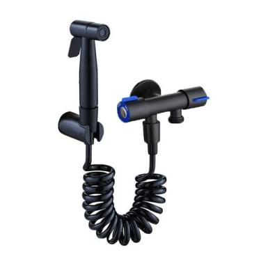 Imagem de Ducha Higiênica Com Registro Duplo Preto Banheiro Lavabo - B2T