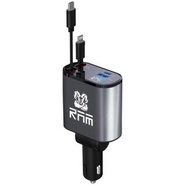 Imagem de Carregador de Carro ALLTESXY 4 em 1 - Retrátil, 60W Rápido para Ram 15