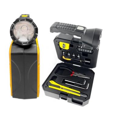 Imagem de Lanterna de Mão Solar Recarregável com Kit de Ferramentas. Lanterna Multifuncional Solar para Camping e Reparos com Ferramentas. Lanterna de Mão LED com Painel Solar e Kit de Chaves e Estilete.