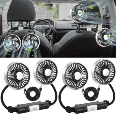 Imagem de DaisyInner 2 ventiladores de carro para assento traseiro duplo, ventilador de refrigeração do banco traseiro de carro 360 graus giratório com luz LED USB