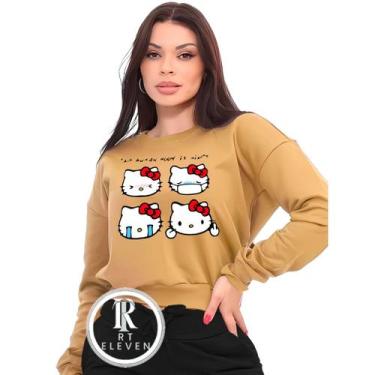 Imagem de Moletom Feminino Hello Kity Modelo Gola Careca Blusa de frio Linha Pre