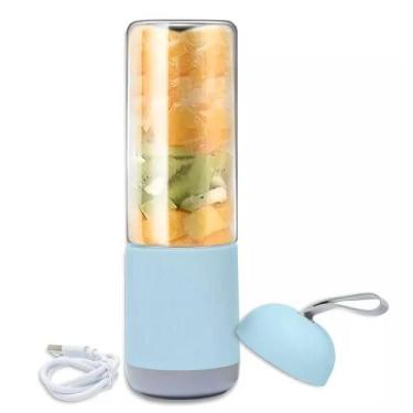 Imagem de Liquidificador Portátil 330 Ml Com Usb Jarra De Vidro Mixer (Azul) - P