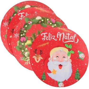 Imagem de Kit 4 Souplast Mdf Ceia de Natal Noel Vermelho Luxo Premium - Charme d