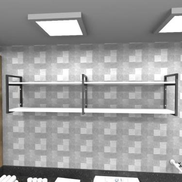 Imagem de Prateleira industrial lavanderia aço cor preto 180x30x40cm CxLxA cor m