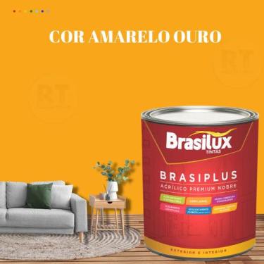 Imagem de Tinta de Parede Semi Brilho Amarelo Brasiplus 800ml Acrilica Lavável. 