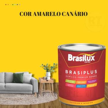 Imagem de Tinta de Parede Semi Brilho Amarelo Brasiplus 800ml Acrilica Lavável. 