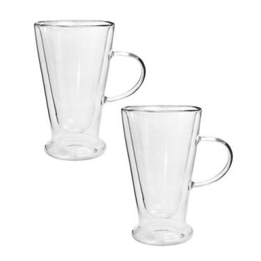 Imagem de Jogo de canecas de vidro parede dupla  385ml 2 peças - QUERO PRESENTEA
