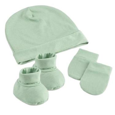 Imagem de Kit Maternidade Menina e Menino Touca Luva e Sapatinho Malha 100% Algo