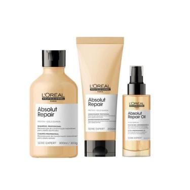 Imagem de Kit Abs Repair Gold Sh 300ml + Cond 200ml + Óleo 90ml - Loreal Profiss